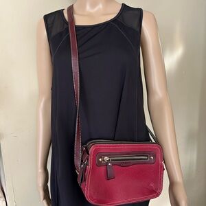 JOANEL Red Pebble Leather Crossbody Bag